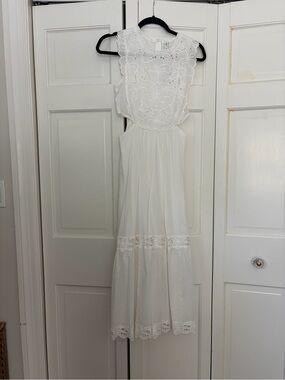 Mango White Lace Cutout Midi Dress